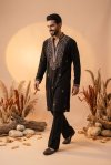 Black Outluk Wedding Vol 62 Lachaka Mens Kurta With Bottom W6204.